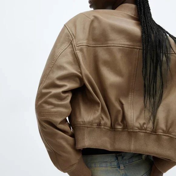 MANGO NWT Genuine Leather Bomber - Picture 4 of 16